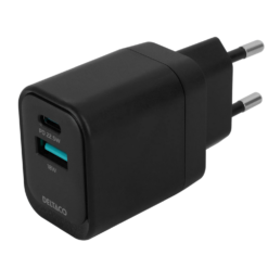 USB Strömadapter USB-A 18W, USB-C 20W