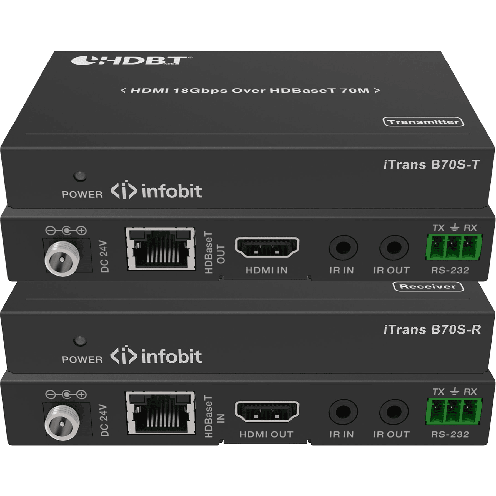 iTrans B70S - HDBaseT förlängning (Tx och Rx), HDMI 18Gbps, 70m i 1080p, 40m i 4K/60Hz