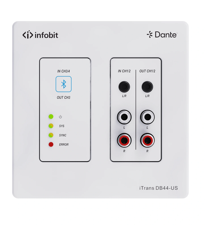 iTrans DB44-US Bluetooth och Dante wallplate